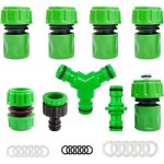 Lot de 9 raccords tuyau darrosage 3 / 4 pouces 19mm kit de raccordement de robinet vert vert vanne