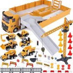 Lot de camion de construction jouet de vhicules de chantier - bleosan - 51 en 1 - jaune - 3 ans et plus ...