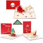 Lot de cartes de nol pop - up 3d avec enveloppes pre nol arbre de nol et rennes pour amis dcoupe ...