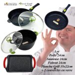 Lot de casseroles - espace cuisine professionnel - 100% antiadh�sif - compatible induction - 4 pi�ces ...