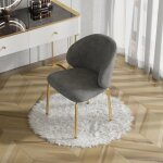 Lot de chaises salle � manger welltin fauteuil scandinave chenille gris pieds m�tal dor� chaise cuisine ...