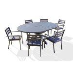 Lot compos dune table de jardin pelosa - tb200 et de 6 fauteuils pelosa - ft empilables