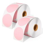 Lot de deux tiquettes thermiques rondes roses 1200 tiquettes autocollantes rondes de 2 x 2 pouces tiquettes ...