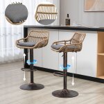 Lot de deux tabourets de bar en rotin 49 * 48 * 90 cm - hauteur r�glable - tabourets de bar modernes ...