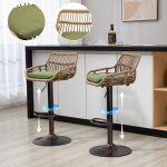 Lot de deux tabourets de bar en rotin 49 * 48 * 90 cm - hauteur r�glable - tabourets de bar modernes ...