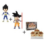 Lot dragon ball 2 figurines + diorama pour figurine - bandai : mini vegeta mini goku + 1 ar�ne tenkaichi ...