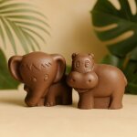 Lot hippopotame et elephant en chocolat lait - collection p�ques
