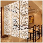 Paravent - non spcifi - motif fleur et papillon - 4 panneaux - plastique - 40x40 cm