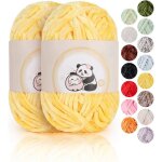 Lot de pelotes de laine chenille - zgeer - jaune - 100% polyester - 6 mm d�paisseur - 80 m de longueur ...