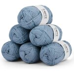 Lot de pelotes de laine crochet en coton - sightmark - 6 pelotes - 50 g chacune - gris - bleu - 100 % ...