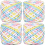 Lot de pelotes de laine �paisse - zgeer - 4 pelotes - rose jaune bleu - 45 m par pelote - diam�tre 07 ...