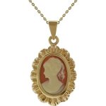 Lot pendentif cam� orange plaqu� or 18 carats + cha�ne 42cm plaqu� or 18 carats