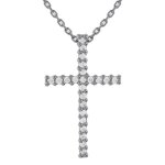 Lot pendentif croix en argent 925 rhodi� et oxydes de zirconium + cha�ne 42cm en argent 925 rhodi�
