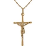 Lot pendentif croix christ plaqu or 18 carats + chane 42cm plaqu or 18 carats