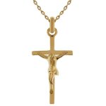 Lot pendentif croix christ plaqu� or 18 carats + cha�ne plaqu� or 45cm