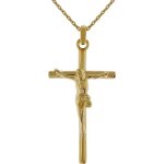 Lot pendentif croix christ plaqué or 18 carats + chaîne plaqué or 45cm Lot pendentif croix christ plaqué or 18 carats + chaîne plaqué or 45cm