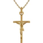 Lot pendentif croix christ plaqu or 18 carats + chane plaqu or 50cm