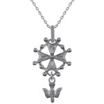 Lot pendentif croix protestante huguenote en argent 925 rhodi� + cha�ne argent 50cm