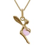 Lot pendentif f�e plaqu� or 18ct et quartz rose + cha�ne plaqu� or 45cm