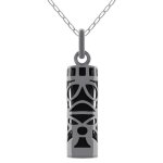 Lot pendentif tiki en argent 925 et onyx + chane 50 cm en argent 925