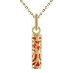 Lot pendentif tiki force petit mod�le plaqu� or 18 carats et r�sine + cha�ne plaqu� or 50cm