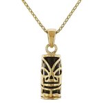 Lot pendentif tiki plaqu� or 18 carats + cha�ne plaqu� or 42cm