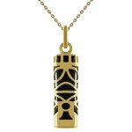 Lot pendentif tiki plaqu� or 18 carats et onyx + cha�ne plaqu� or 42cm