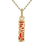 Lot pendentif tiki tendresse petit mod�le plaqu� or 18 carats et r�sine + cha�ne plaqu� or 42cm