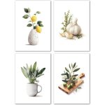 Lot de posters a4 vintage - vetobiol - 21x30 cm - plantes vertes - sans cadre - d�coration murale - cuisine ...