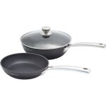Lot sauteuse 24 cm + pole 20 cm - baumalu - black edition - avec couvercle - aluminium