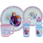 Lot vaisselle disney reine des neiges - fun house - 006379 - assiette creuse, assiette plate, mug, gourde ...