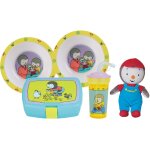 Lot vaisselle - fun house - tchoupi - 2 assiettes creuses � 16 cm bo�te � go�ter gourde paille et peluche ...