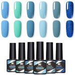 Lot de vernis  ongles paillettes vernis semi permanent kit de 6 couleurs bleu - vert gel uv schage ...