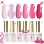 Lot vernis semi permanent rose n�on rose fonc� violet clair 6 couleurs vernis � ongles gels semi - permanents ...