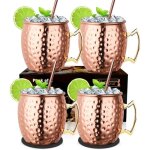 Lot de verre moscow mule 4 tasses moscou mule avec 4 pailles Lot de verre moscow mule 4 tasses moscou mule avec 4 pailles