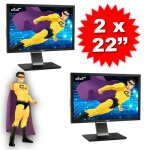 Lot x2 dual screen ecrans 22 dell p2210t p2210f tft vga dvi display 4xusb vesa