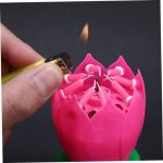 Bougie lotus anniversaire - d�coration de f�te - 4pcs - musique - rose - int�rieur