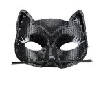 Loup chat  sequins noir adulte - 80908 - pour dguisement de carnaval ou halloween