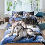 Loup parure de lit 3 pieces 1 housse de couette 220x240 cm et 2 taies doreillers pour adultes enfants ...