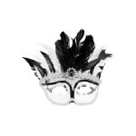 Loup vnitien  plumes - boland - demi - masque blanc  sequins et plumes blanches et noires - femme ...