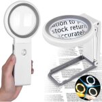 Loupe de lecture loupe eclairante � main sur pied avec 18 led lumi�re 10x 30x loupe de table avec support ...