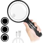Loupe de lecture60x 30x 33led loupe grossissante avec lumi�reusb rechargeable loupe led3 modes d�clairageloupe ...