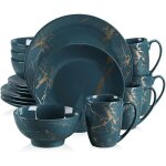Lovecasa srie sweet. 16pcs service de table complet moderne en porcelaine pour 4 personnes  motif plaqu ...