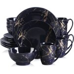 Service de table complet moderne en porcelaine lovecasa srie sweet - motif plaqu or - 16pcs - 4 personnes ...