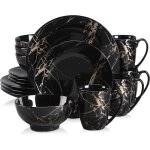 Lovecasa srie sweet. 16pcs service de table complet moderne en porcelaine pour 4 personnes  motif plaqu ...