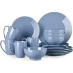 Service de table en porcelaine - lovecasa - srie sweet - vaiselle complet 16 pices - bleu