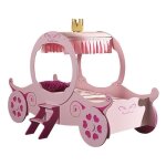 Lovely - lit carrosse 90x200cm rose motifs coeurs