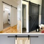 Luxs 200cm ensemble porte a galandage kit de rail pour porte coulissante