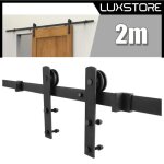 Kit de rail pour porte coulissante - luxs - 200cm - noir - en bois - de s�curit�