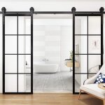 Luxs 366cm ensemble porte a galandage kit de rail pour deux porte coulissante